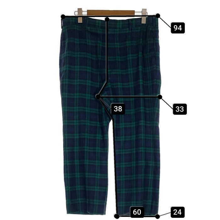 70`s ウール スラックス パンツ ブラックウォッチ タータンチェック グリーン ネイビー Size ウエスト約98cm 福生店