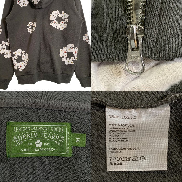 DENIM TEARS デニムティアーズ 24SS Rhinestone Cotton Wreath Zip Hoodie ラインストーン コットンリース ジップフーディ スウェットパーカー ヴィンテージブラック Size M 福生店