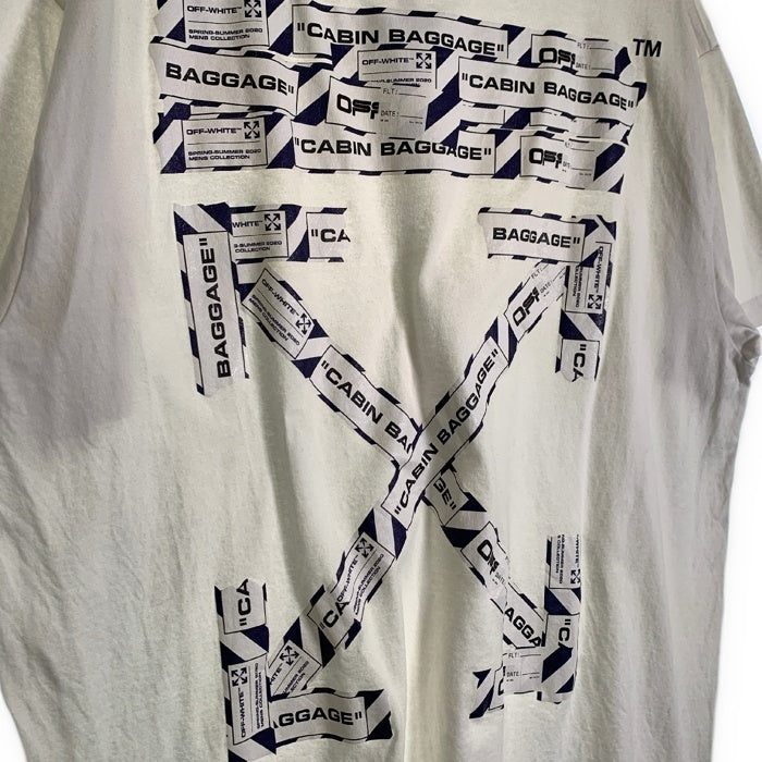 OFF-WHITE オフホワイト AORPORT TAPE S/S OVER TEE オーバーサイズ プリントTシャツ ホワイト OMAA038S20185003 Size S 福生店