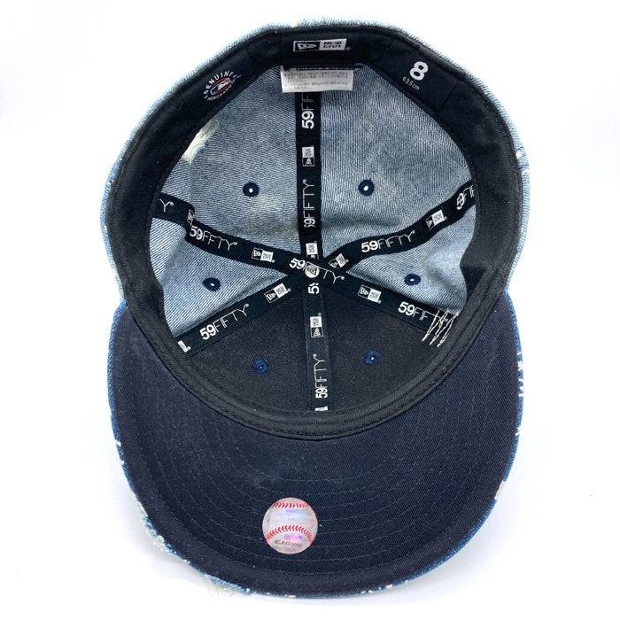 NEW ERA ニューエラ NEW YORK YANKEES デニムペイントダメージ加工 ベースボールキャップ ライトインディゴ size8(63.5cm) 瑞穂店