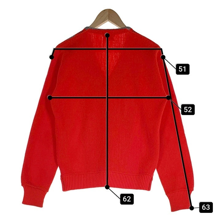 60's Pennleigh ペンリー ストライプ アクリルニットカーディガン レッド グレー Size M 福生店