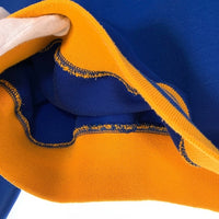 Champion チャンピオン リブライン 前V ロゴプリント クルーネックスウェットトレーナー ブルー イエロー Size L 福生店