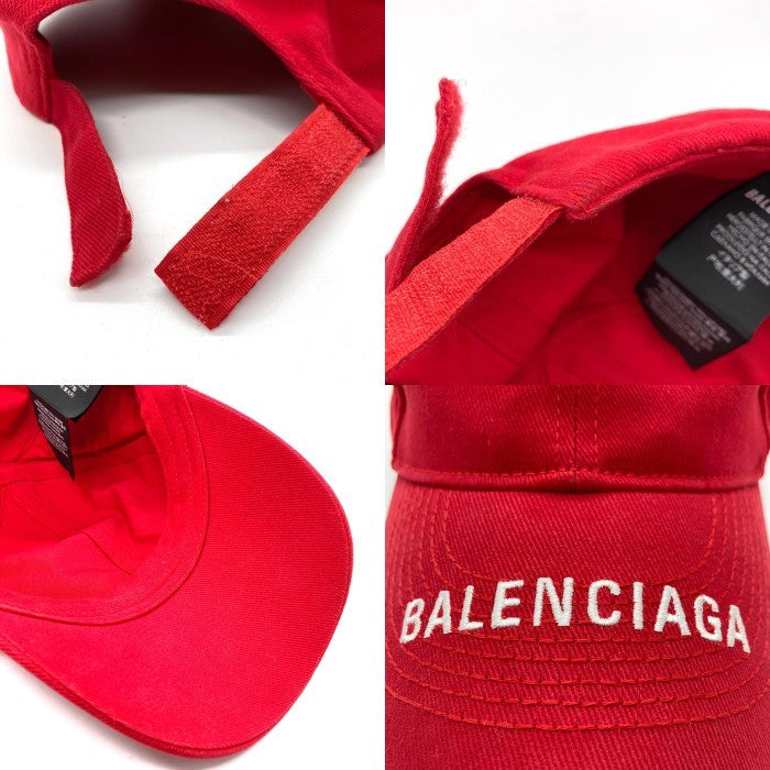 BALENCIAGA バレンシアガ ロゴ刺繡 ベースボールキャップ レッド Size L(59) 瑞穂店