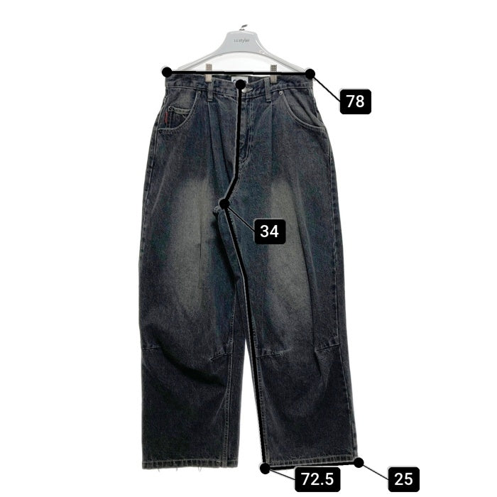 9090 ナインティナインティ ワイド デニムパンツ ブラック sizeL 瑞穂店