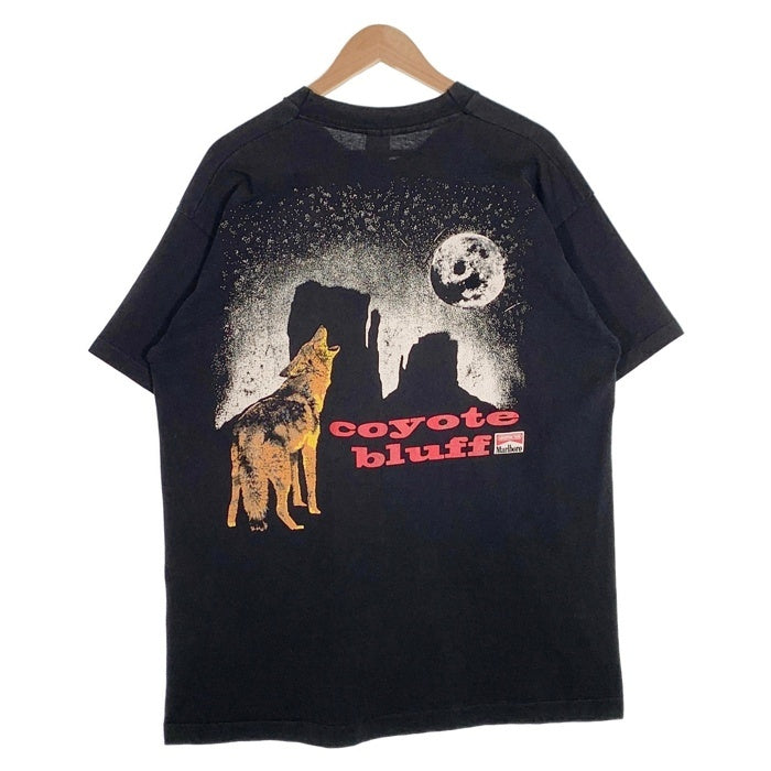 90's Marlboro マルボロ coyote bluff コヨーテ バックプリント ポケットTシャツ ブラック フルーツ Size XL 福生店