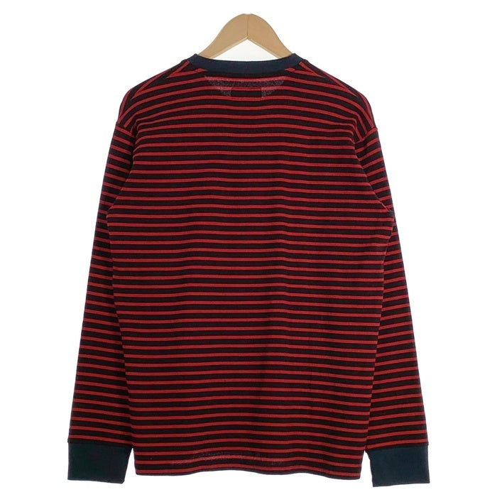 glamb グラム コットン ヘンリーネック ボーダーカットソー ロングスリーブ ブラック レッド GB0319/CS05 Size 3 福生店
