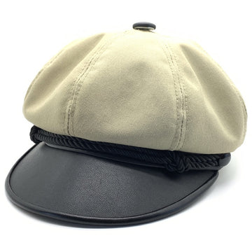 NEW YORK HAT ニューヨークハット レザーバイザー チノツイル キャスケット ベージュ ブラック Size XL 福生店