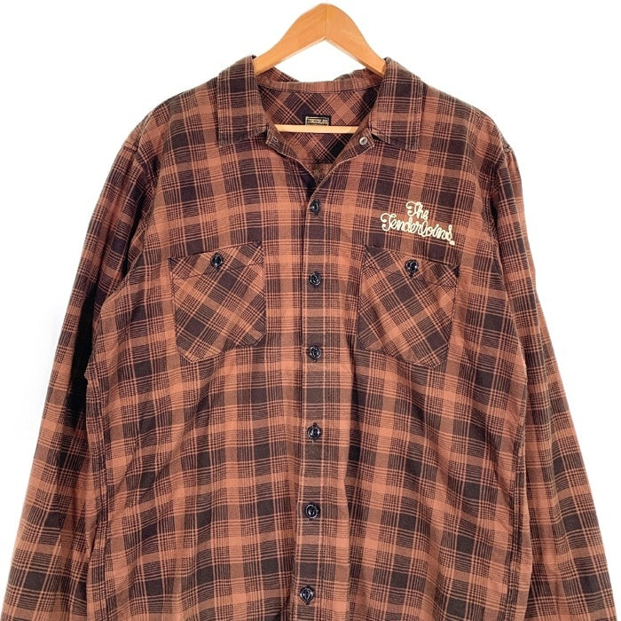 TENDERLOIN テンダーロイン チェーンロゴ刺繡 フランネルチェックシャツ ブラウン Size M 福生店