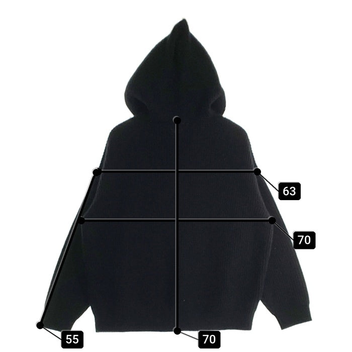 CELINE セリーヌ 21AW HOODED SWEATER IN RIBBED WOOL ニット ウール フーデッド プルオーバー パーカー フーディー ブラック 2A85W423P Size XS 福生店