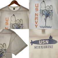 TOY'S McCOY トイズマッコイ SNOOPY TEE U.S.NAVY SUBMARINE スヌーピー プリントTシャツ 前V ホワイト Size L 福生店