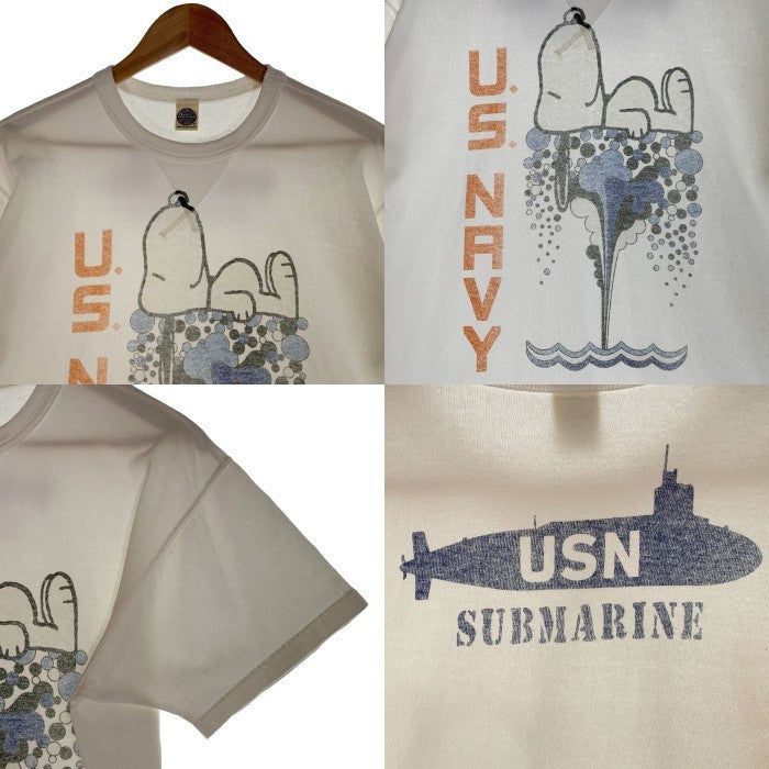 TOY'S McCOY トイズマッコイ SNOOPY TEE U.S.NAVY SUBMARINE スヌーピー プリントTシャツ 前V ホワイト Size L 福生店
