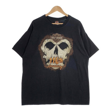 HARLEY-DAVIDSON ハーレーダビッドソン 110th Anniversary スカル エンブレム プリントTシャツ ブラック Size 2XL 福生店