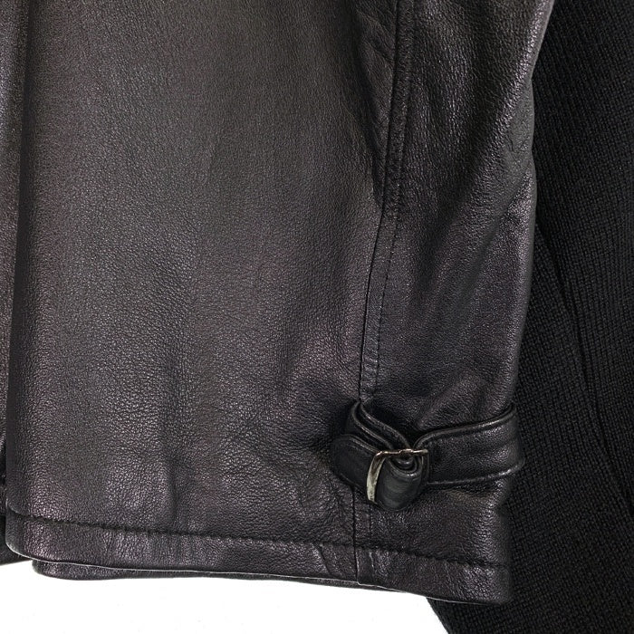 HIGH STANDARD SPORTSWEAR ハイスタンダード レザージップアップジャケット ブラック ニットスリーブ ハリウッドランチマーケット Size 2 福生店