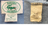 80-90's LACOSTE ラコステ IZOD アイゾッド アクリル ニットカーディガン ライトブルー USA製 Size XL 福生店