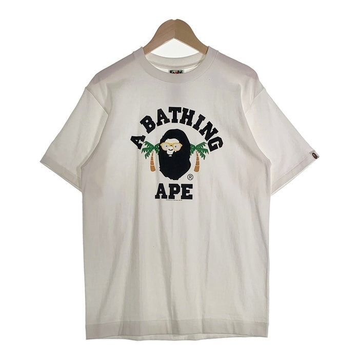 A BATHING APE アベイシングエイプ プリントTシャツ ホワイト 日本製 2008 ラインストーン Size M 福生店