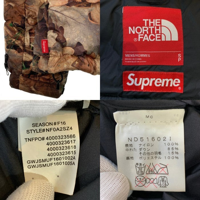 SUPREME シュプリーム 16AW THE NORTH FACE ノースフェイス Leaves Nuptse Jacket ヌプシジャケット リーブス ダウン ND51602I Size S 福生店