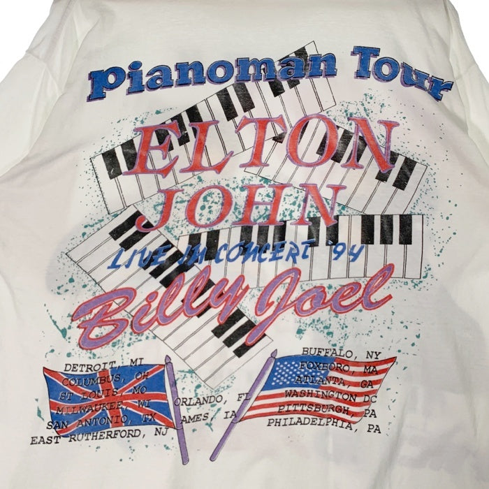 90's Billy Joel ビリージョエル Elton John エルトンジョン TOUR 1994 プリントTシャツ ホワイト SHOR HILLS TEE Size XL 福生店