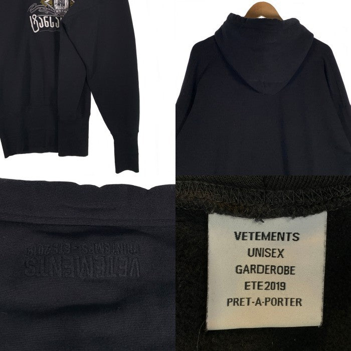 VETEMENTS ヴェトモン 21SS Antwerpen Hoodie プリント 刺繡 プルオーバースウェットパーカー ブラック UE51TR440B Size S 福生店