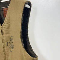OLD CROW オールドクロウ ジャングルクロス デッキベスト ジップアップ カーキ ステンシル サンプル品 Size M 相当 瑞穂店