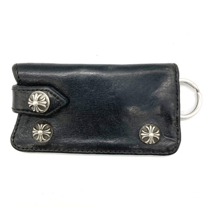 CHROME HEARTS クロムハーツ（原本無） KEY CASE クロスボールボタン レザー キーケース ブラック 瑞穂店