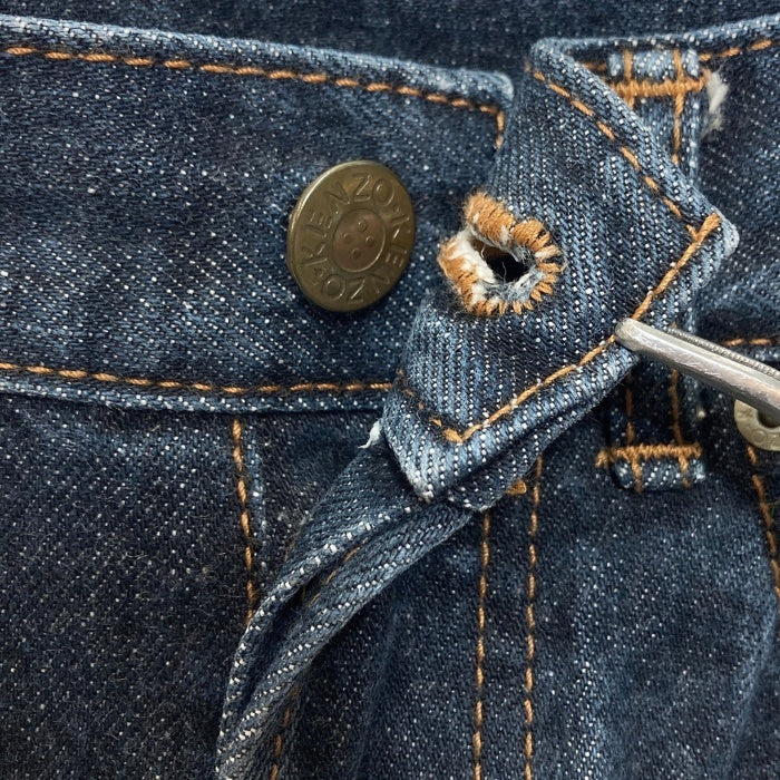 KENZO JEANS ケンゾー ジーンズ 北斎タグ ボタンフライ テーパード デニムパンツ インディゴ size79cm-2 瑞穂店