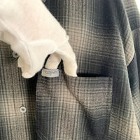 CALTOP キャルトップ アクリル 長袖 オンブレ チェック シャツ チャコール ブラック USA製 Size L 福生店