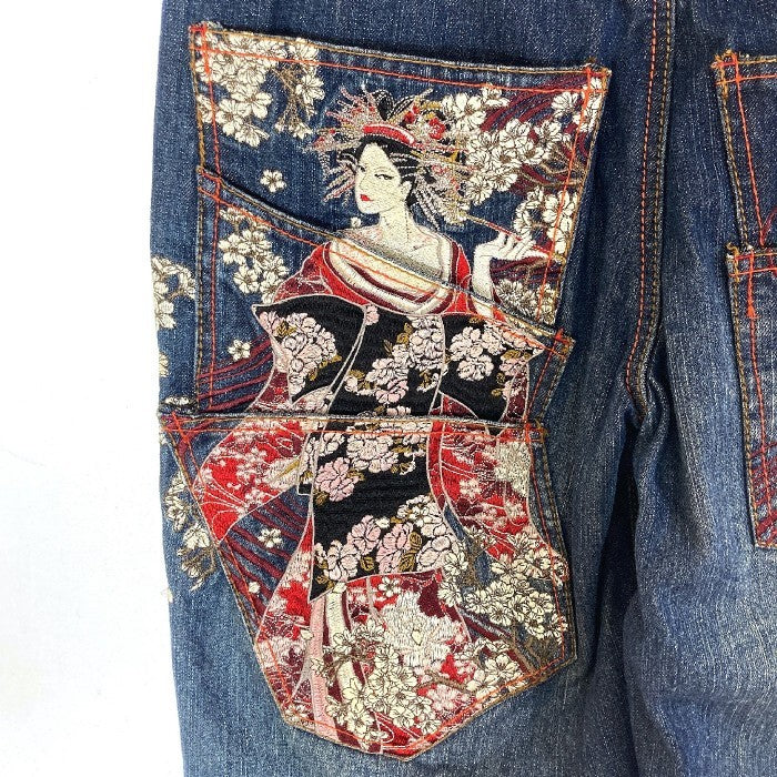 華鳥風月 カチョウフウゲツ 刺繍 デニムパンツ インディゴ size34 瑞穂店