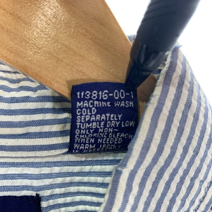 80-90's GAP ギャップ シアサッカー ボタンダウン ストライプシャツ 半袖 ホワイト オールド Size M 福生店