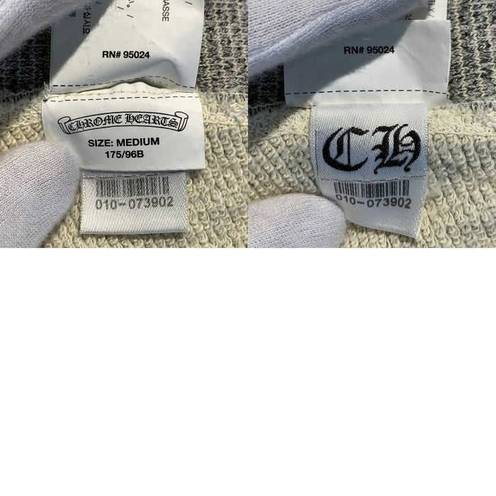Chrome Hearts クロムハーツ ジップアップスウェットパーカー ダガー CHクロスレザーパッチ ボロチップ グレー 並行品 Size M 福生店