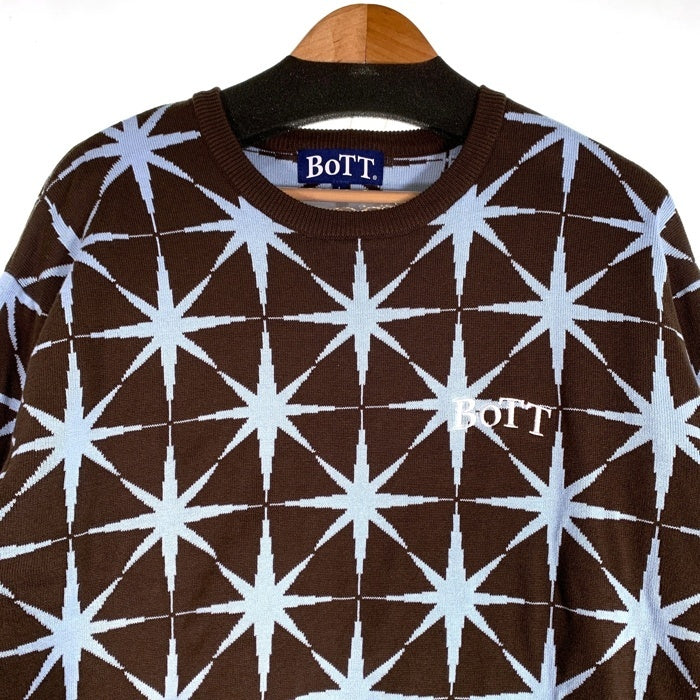 BoTT ボット Spakle Jacquard Knit Sweater スパークル ジャカードニット コットンセーター 総柄 ブラウン 253BoTT26 Size L 福生店