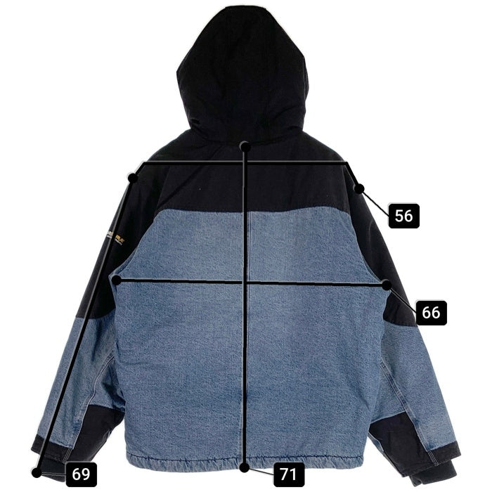 SUPREME シュプリーム 25AW Dickies ディッキーズ Cordura Hooded Work Jacket コーデュラフーデッドワークジャケット デニム ナイロン切替 ブラック ライトブルー Size XL 福生店