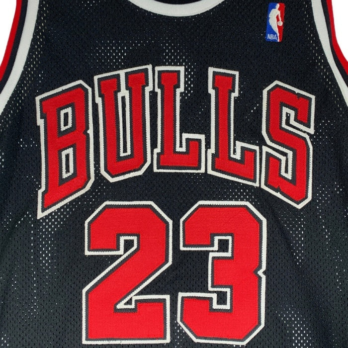 90's~ NIKE ナイキ CHICAGO BULLS シカゴ・ブルズ JORDAN マイケルジョーダン メッシュ ユニフォーム ゲームシャツ アウェイ ブラック ワッペン Size XL 福生店