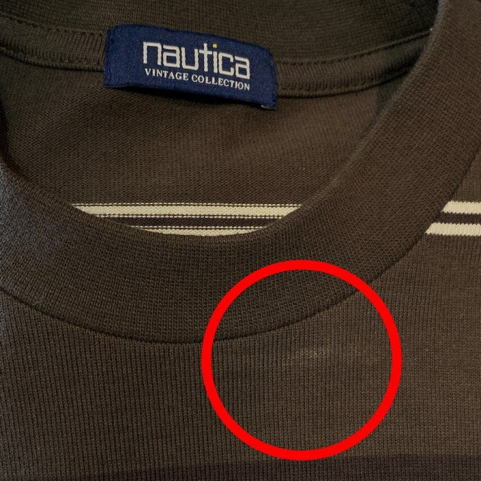 NAUTICA ノーティカ ボーダー ロングスリーブTシャツ ブラウン 213-1243 Size M 福生店