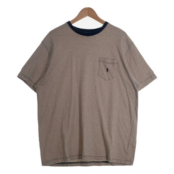 90's Ralph Lauren ラルフローレン ボーダーポケットTシャツ ブラック アイボリー 香港製 Size XL 福生店