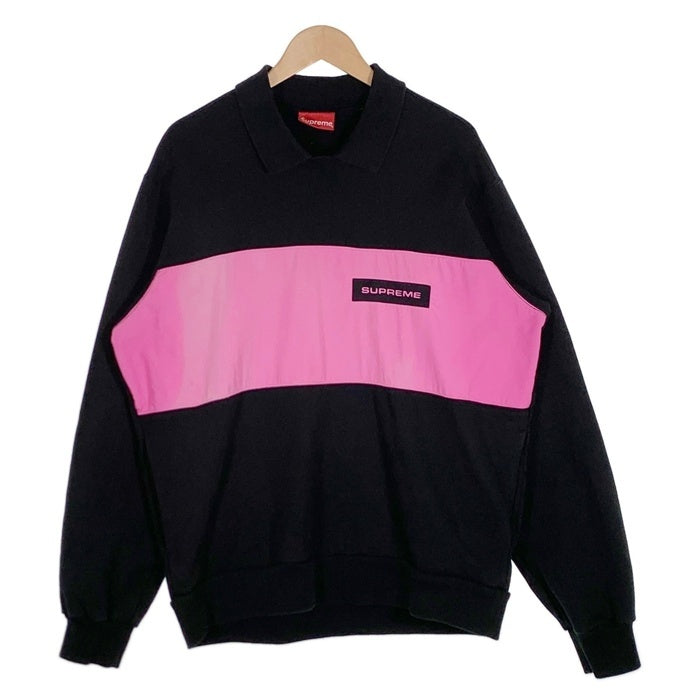 SUPREME シュプリーム 17AW Polo Crewneck ポロクルーネック スウェットトレーナー ブラック ピンク Size L 福生店
