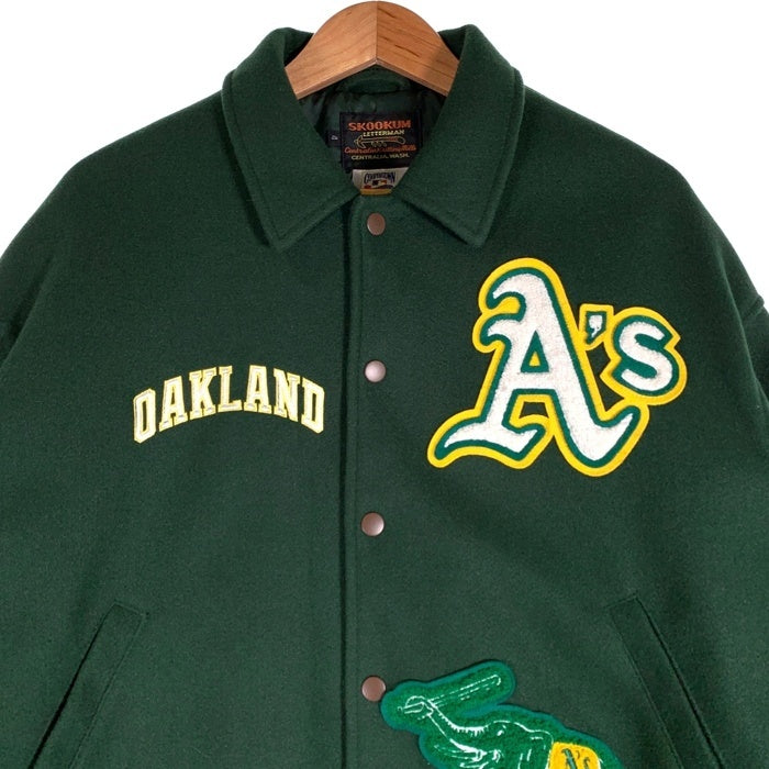 SKOOKUM スクーカム 22AW MLB オークランド・アスレチックス スタジアムジャケット スタジャン ワッペン グリーン Size 4 福生店