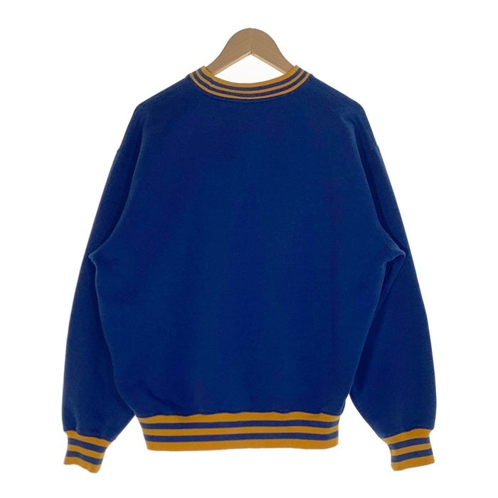 Champion チャンピオン リブライン 前V ロゴプリント クルーネックスウェットトレーナー ブルー イエロー Size L 福生店