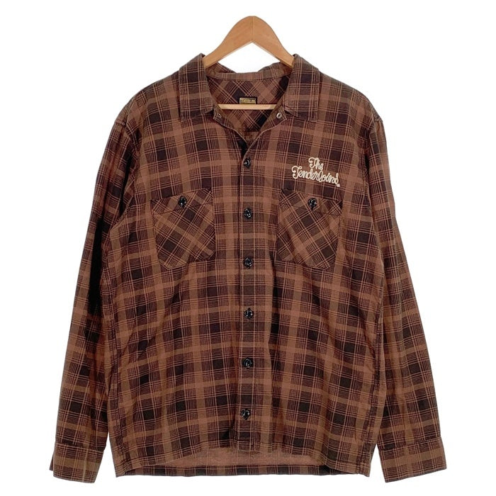 TENDERLOIN テンダーロイン チェーンロゴ刺繡 フランネルチェックシャツ ブラウン Size M 福生店