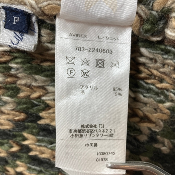 AVIREX アヴィレックス 2WAY パターンニットトップス カーディガン ベージュ sizeF 瑞穂店