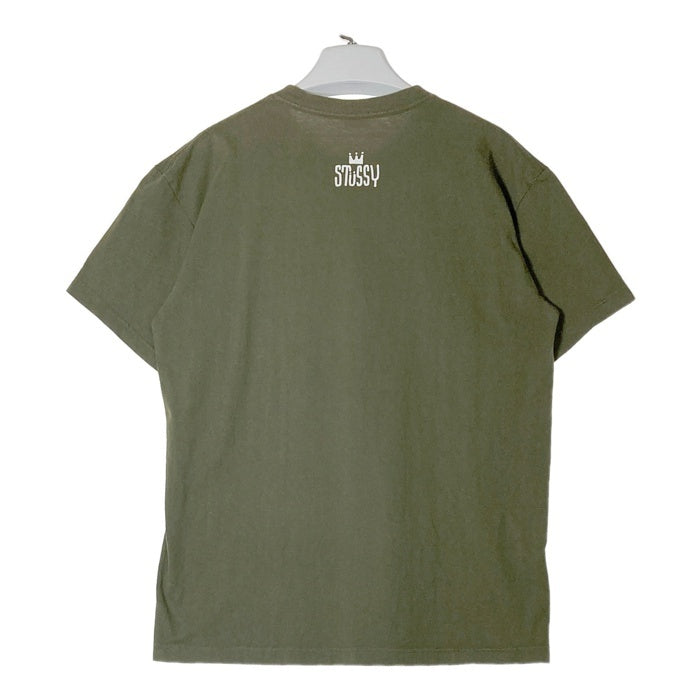 STUSSY ステューシー ワールドツアー 前面プリント Tシャツ カーキ sizeL 瑞穂店