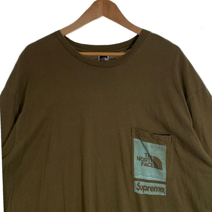 SUPREME シュプリーム 23SS THE NORTH FACE ノースフェイス Printed Pocket Tee プリントポケットTシャツ カーキ NT02309I Size XXL 福生店