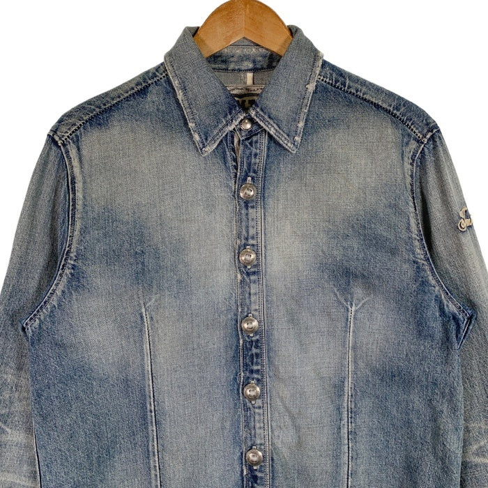 TMT ティーエムティー ダメージ加工 デニムシャツ コンチョボタン インディゴ TSH-F1805 Size L 福生店