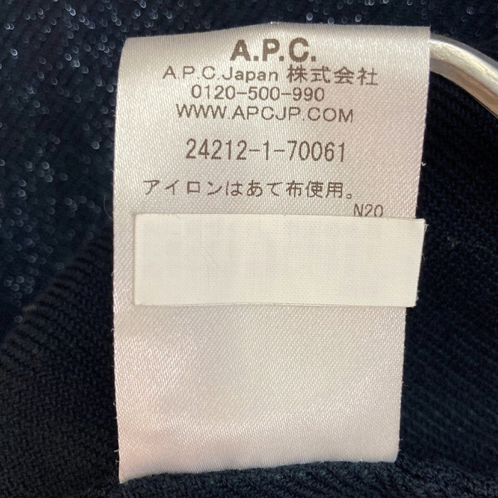 A.P.C. アーペーセー チェック コットン長袖シャツ ネイビー×グリーン sizeS 瑞穂店