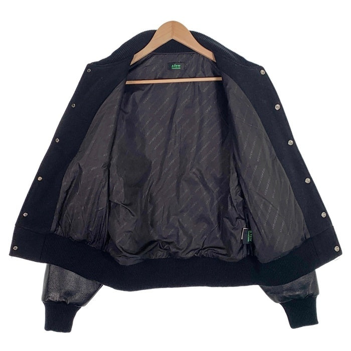 a few Good kids アフューグッドキッズ サークルワッペン ウール 袖フェイクレザー スタジャン ブラック Size S 福生店
