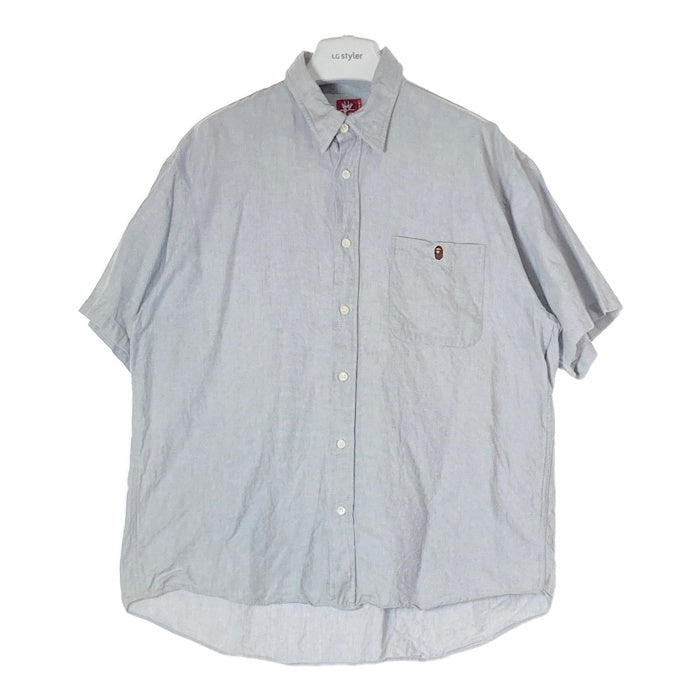 A BATHING APE アベイシングエイプ コットン 半袖シャツ ブルー sizeL 瑞穂店