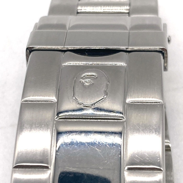 A BATHING APE アベイシングエイプ BAPEX ベイプックス B0708 G073 クリスタルベゼル 黒文字盤 腕時計 シルバー 瑞穂店