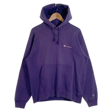 90's Champion チャンピオン 前Vガゼット プルオーバースウェットパーカー パープル USA製 Size L 福生店