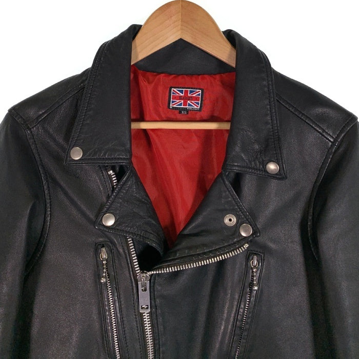 RALEIGH ラリー シープレザー ダブルライダースジャケット ブラック ロンジャン ライトニング型 6058 Size XS 福生店