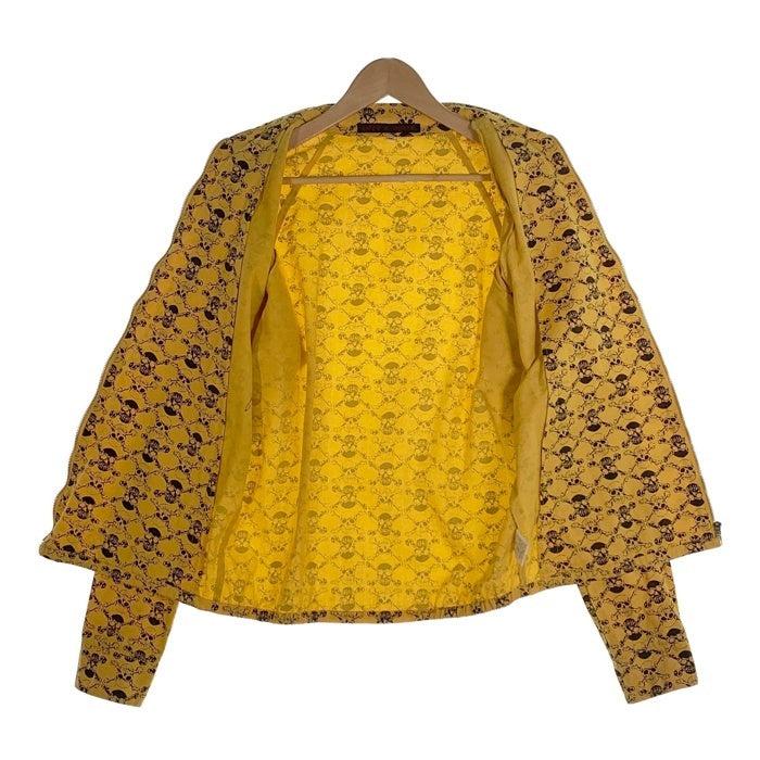 LIFE`S A BEACH ライフズアビーチ 復刻 スカルボーンプリント スウィングトップ ブルゾン ジャケット イエロー 薄手 Size M 福生店