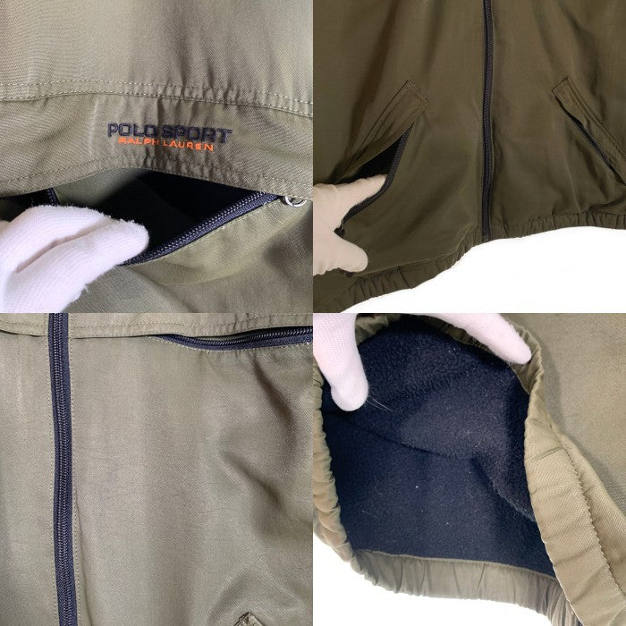 90's POLO SPORT ポロスポーツ ラルフローレン ジップアップ ナイロンジャケット 内フリース オリーブ Size L 福生店